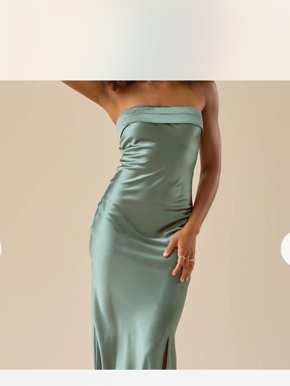 Altar'd State Sage Green Strapless Satin Slip Dress
